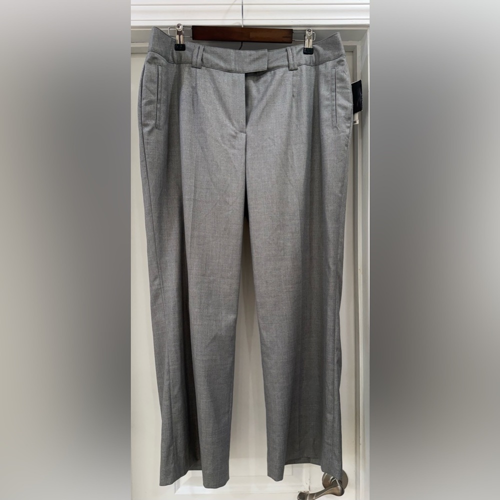Alfani Woman Straight Leg  Trouser Dress Pants in Gray Silver Size 14W